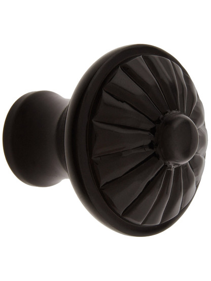 Fluted Brass Cabinet Knob - 1 1/4 inch Diameter in Oil Rubbed Bronze.